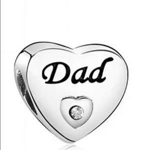 Silver Heart Dad charm/bead